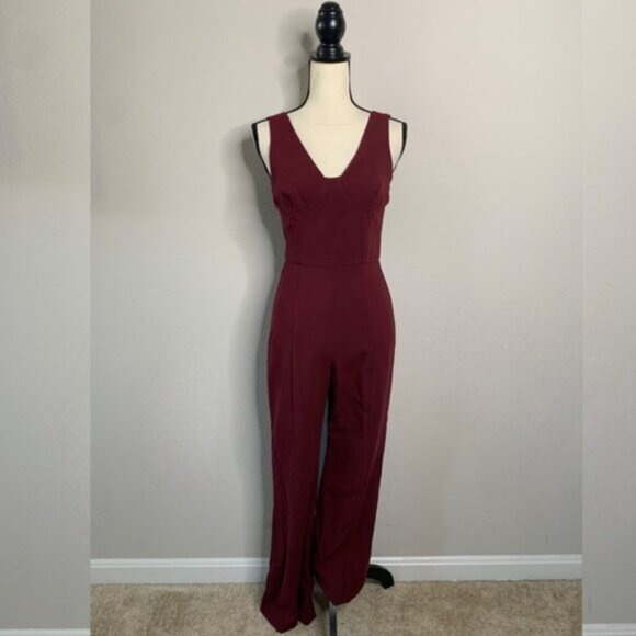 Black Halo Burgundy Wide Leg Jumpsuit - Picture 6 of 13